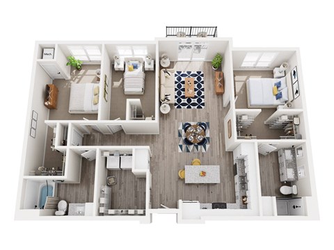 Floor plan for 3 beds, 2 baths, 1475 sqft